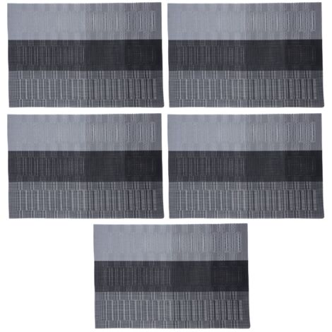 waschbare, rechteckige PVC-Tischsets für Esszimmer, Hotel oder Restaurant – Schwarz