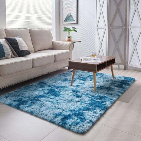 Waschbarer Wohnzimmerteppich mit langem, weichem Flor, 200 x 300 cm, modern und rutschfest, ideal für Wohnzimmer, Schlafzimmer oder Flur (marineblau, 160 x 230 cm).