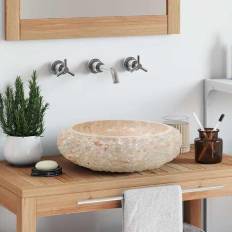 Waschbecken 40x12 cm Marmor Creme