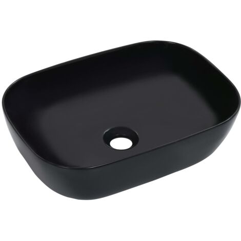 Waschbecken 45,5x32x13cm Keramik Waschtisch Waschplatz Weiß/Schwarz vidaXL