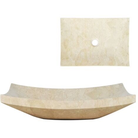 Waschbecken 50x35x12 cm Marmor Cremefarben