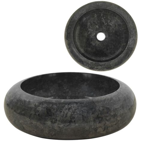 Waschbecken  Aufsatzwaschtisch Waschschale für Badezimmer  40x12 cm Marmor Schwarz DE27614