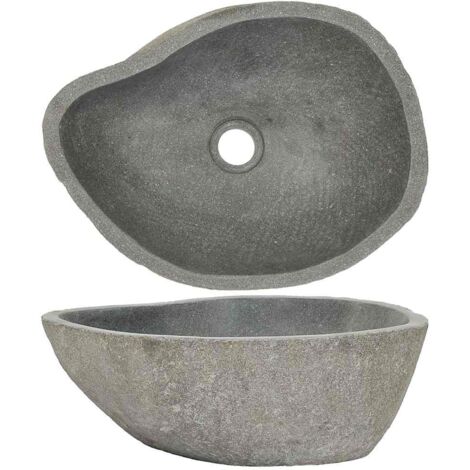 Waschbecken  Aufsatzwaschtisch Waschschale für Badezimmer  Flussstein Oval 37-46 cm DE68940