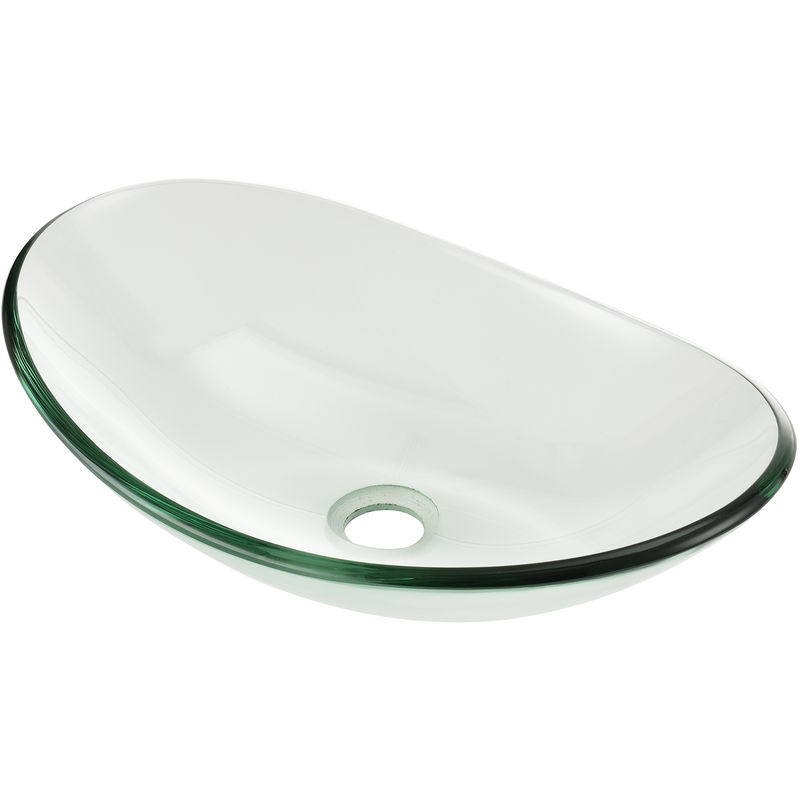 Lavabo in vetro duro di alta qualità per bagno 47x31cm ovale