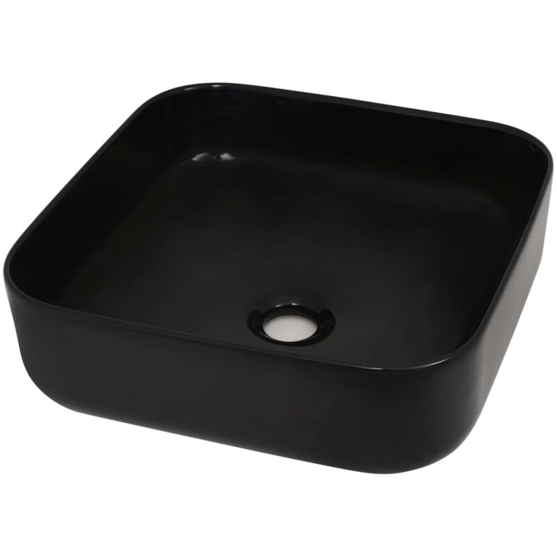 Waschbecken Keramik Quadratisch Schwarz 38 X 38 X 13, 5 Cm Vidaxl