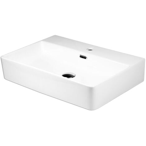 STABILO-SANITAER Waschbecken Keramik rechteckig 600 x 420 x 130 mm Komplettset