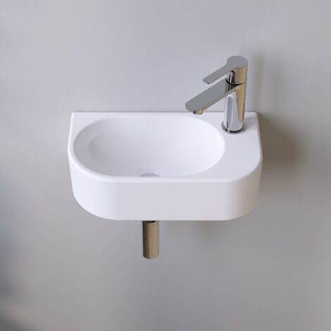 Waschbecken Keramik Weiß Aufsatzwaschbecken für das Badezimmer und Gäste-WC Handwaschbecken 9 - Eckig-oval - 40 x 21,5 x 10,5 cm
