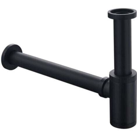 Waschbecken-Siphon aus Messing, Universal-Siphon mit 200 mm Verlängerung, verstellbarer Siphon 1 1/4 x 32 mm, geruchsdicht und wasserdicht, matt schwarz – Waschbeckenarmatur