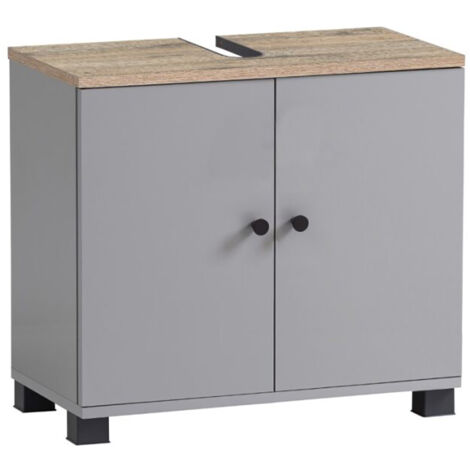 Waschbecken Unterschrank 60 cm grau mit Eiche BARLETTA-80