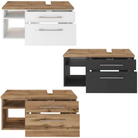Waschbecken Unterschrank 90 cm,  Siphonausschnitt Rechts TAREE-03 in wotaneiche Nb.