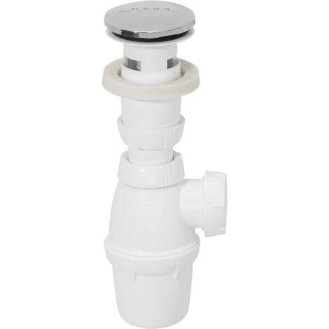 Waschbeckenabfluss mit Überlauf, Quick-Klack-Ventil und Siphon.