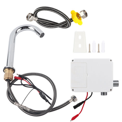 Waschbeckenarmatur ohne Sensor, automatische Induktionsarmatur mit G1/2-Zoll-Gewinde, Infrarot-Einzelarmatur für Kaltwasser (batteriebetrieben)