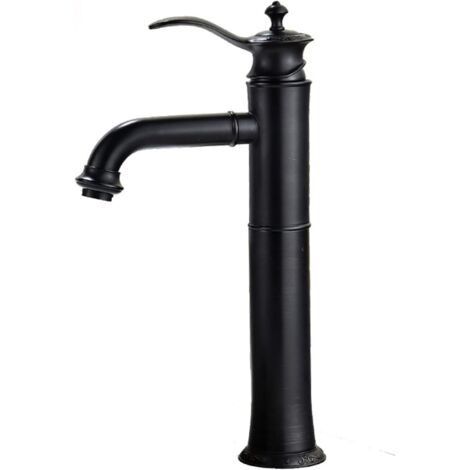 Waschbeckenarmatur, Vintage Schwarz, Warm- und Kaltwasser-Einhebelmischer, Kurze Armatur