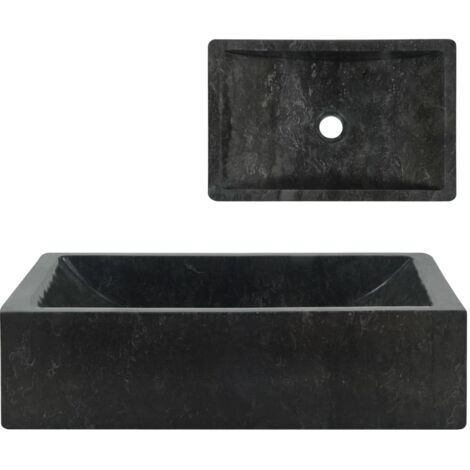 Waschbecken，Handwaschbecken，Waschtisch 45x30x12 cm Marmor Hochglanz-Schwarz JDVN297724