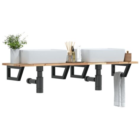 Waschbeckenregal Wandmontage Stahl und Akazienholz vidaXL