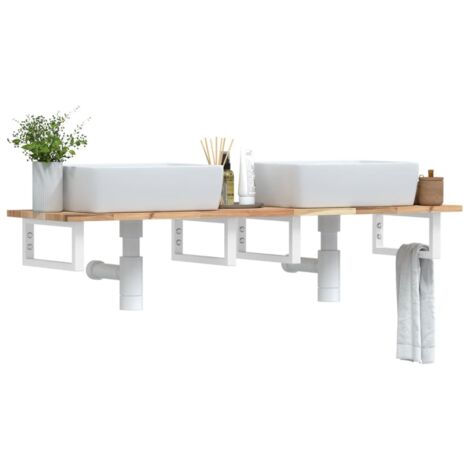 Waschbeckenregal Wandmontage Stahl und Akazienholz vidaXL