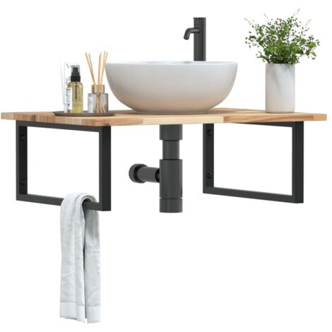 Waschbeckenregal Wandmontage Stahl und Akazienholz vidaXL