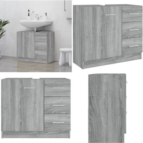 Waschbeckenschrank Grau Sonoma 63x30x54 cm Holzwerkstoff - Waschbeckenunterschrank - Badezimmermöbel - Holzwerkstoff - Grau Sonoma - Spiegelschrank - Home & Living