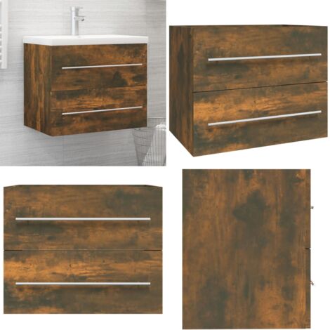 Waschbeckenschrank Räuchereiche 60x38,5x48 cm Holzwerkstoff - Waschbeckenunterschrank - Badezimmermöbel - Badeschränke - Holzschrank - Holzwerkstoff - Home & Living