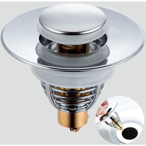 Waschbeckenstöpsel, Pop-Up-Waschbeckenabfluss, universeller, verstopfungssicherer Abflussfilter aus Edelstahl, für 32–38 mm Abflussloch, Waschbecken, Küche, Badezimmer