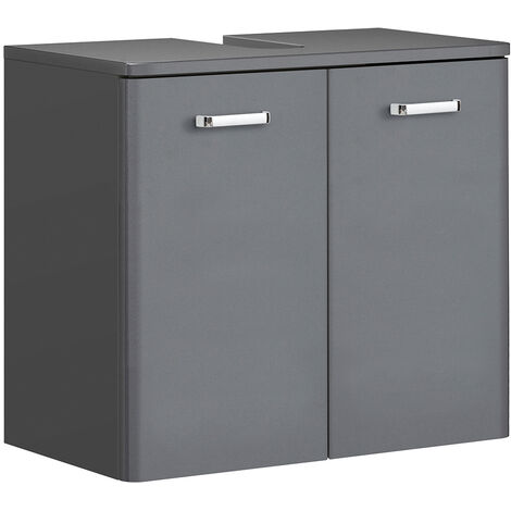 Waschbeckenunterschrank 60 cm breit QUITO-66 in anthrazit Hochglanz, B/H/T: ca. 60/53/33 cm
