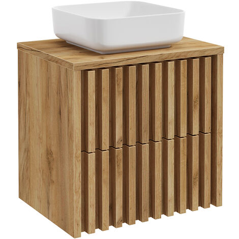 Waschbeckenunterschrank 60 cm Eiche DESIO-107 mit Aufsatzwaschbecken