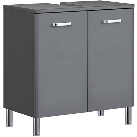 Waschbeckenunterschrank 60 cm stehend QUITO-66 in anthrazit Hochglanz, B/H/T: ca. 60/63/33 cm