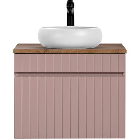 Waschbeckenunterschrank 60 cm, Waschbecken rund IRAKLIO-56-ROSE rosa Eiche Nb., B/H/T ca. 60,4/60,5/46 cm