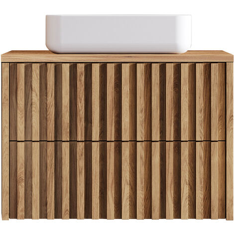 Waschbeckenunterschrank 80 cm Eiche DESIO-107 mit Aufsatzwaschbecken