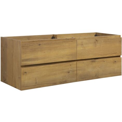Waschbeckenunterschrank Angela 140cm - Eiche - Unterschrank Badmöbelset