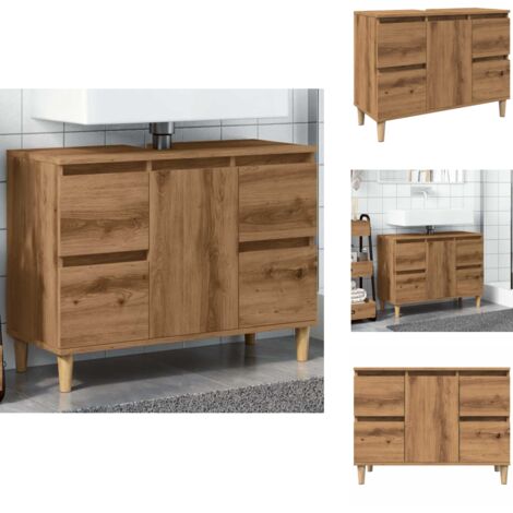 Waschbeckenunterschrank Artisan-Eiche 80x33x60 cm Holzwerkstoff - Waschbeckenschrank - Waschbeckenschränke - Waschtisch - Waschtischunterschrank