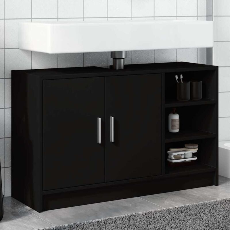 Waschbeckenunterschrank Schwarz 90x29x55 Cm Holzwerkstoff - Vidaxl