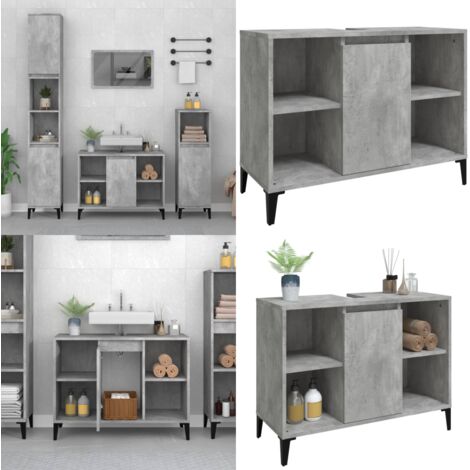 Waschbeckenunterschrank Betongrau 80x33x60 cm Holzwerkstoff - Waschbeckenunterschrank - Badezimmermöbel - Betongrau - Holzwerkstoff - Spiegelschrank - Home & Living
