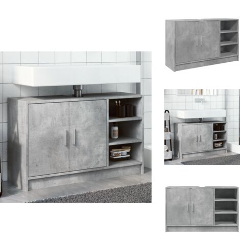 Waschbeckenunterschrank Betongrau 90x29x55 cm Holzwerkstoff - Waschtischunterschrank - Badezimmermöbel - Badschränkchen - Betonlook - Grau