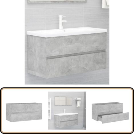 Waschbeckenunterschrank Betongrau 90x38,5x45 cm Holzwerkstoff - Waschtischschrank - Badezimmermöbel - Betonlook - Grauer Schrank - Aufbewahrungsschrank
