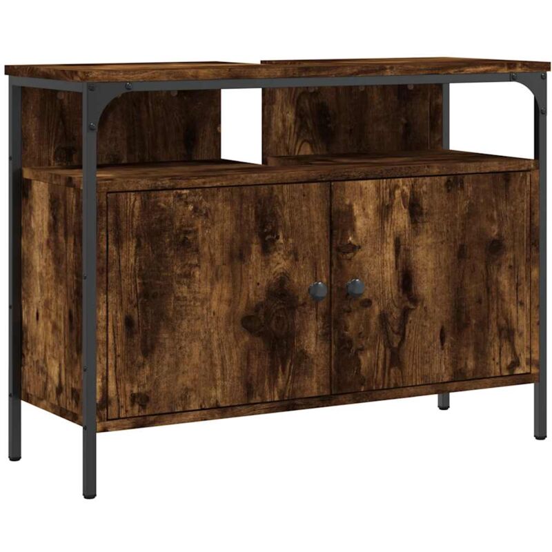 Waschbeckenunterschrank Räuchereiche 80x30x60 Cm Holzwerkstoff Vidaxl