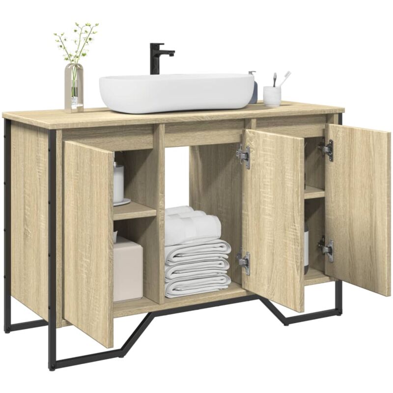 Waschbeckenunterschrank Sonoma-eiche 91x35x60 Cm Holzwerkstoff - Vidaxl