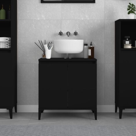Waschbeckenunterschrank Eichen-Optik 58x33x60 cm,Schwarz