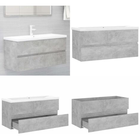 Waschbeckenunterschrank Einbaubecken Betongrau Holzwerkstoff - Waschbeckenunterschrank - Betonoptik - Badezimmermöbel - Küchenwäsche - Spülbecken - Home & Living