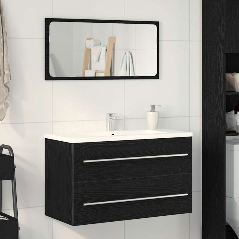 Waschbeckenunterschrank Eiche Schwarz 80x38, 5x48 Cm Holzwerkstoff Vidaxl