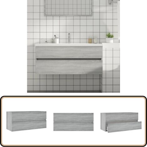 Waschbeckenunterschrank Grau Sonoma 100x38,5x45cm Holzwerkstoff - Waschbeckenunterschrank - Badezimmermöbel - Holzwerkstoffschrank - Grauer Schrank - Wandhängeschrank
