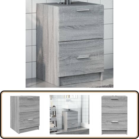 Waschbeckenunterschrank Grau Sonoma 40x37x59 cm Holzwerkstoff - Waschtischunterschrank - Badezimmermöbel - Badschränkchen - Holzwerkstoff - Grau Sonoma