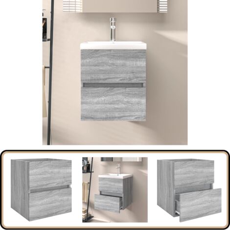 Waschbeckenunterschrank Grau Sonoma 41x38,5x45 cm Holzwerkstoff - Waschbeckenunterschrank - Badezimmermöbel - Badeschränke - Holzwerkstoffschrank - Grau Sonoma