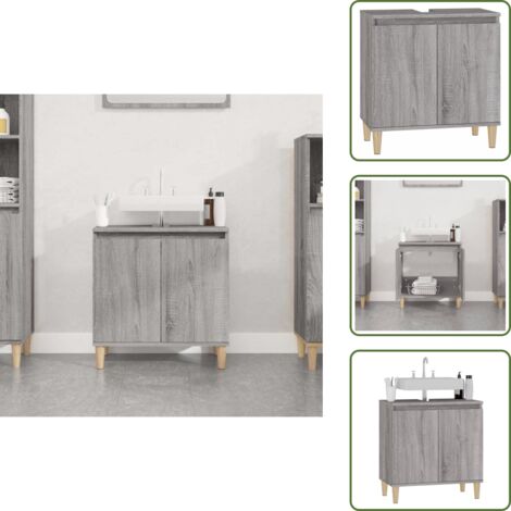Waschbeckenunterschrank Grau Sonoma 58x33x60 cm Holzwerkstoff - Waschtisch Schublade - Badezimmermöbel - Schreibtisch Unterschrank - Grau Sonoma - Holzwerkstoff