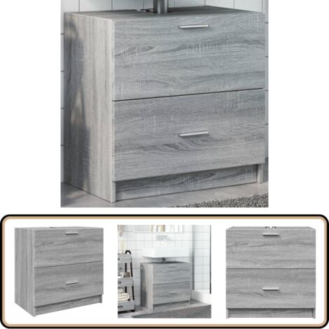Waschbeckenunterschrank Grau Sonoma 59x37x59 cm Holzwerkstoff - Waschtischunterschrank - Badezimmermöbel - Badschrank - Holzwerkstoff - Grau Sonoma