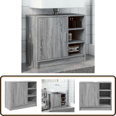 Waschbeckenunterschrank Grau Sonoma 63x29x55 cm Holzwerkstoff - Waschbeckenunterschrank - Badezimmermöbel - Badschrank - Holzwerkstoff - Grau Sonoma