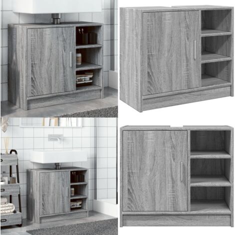 Waschbeckenunterschrank Grau Sonoma 63x29x55 cm Holzwerkstoff - Waschbeckenunterschrank - Badezimmermöbel - Badschrank - Holzwerkstoff - Grau Sonoma - Home & Living