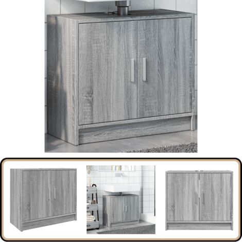 Waschbeckenunterschrank Grau Sonoma 63x29x55 cm Holzwerkstoff - Waschtischunterschrank - Badezimmermöbel - Badschrank - Holzwerkstoff Schrank - Grauer Schrank