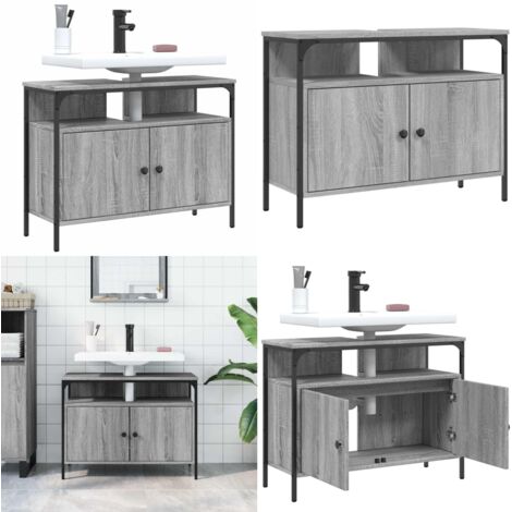 Waschbeckenunterschrank Grau Sonoma 80x30x60 cm Holzwerkstoff - Badezimmermöbel - Waschbeckenunterschrank - Unterschrank Bad - Grau Sonoma - Spiegelschrank - Home & Living