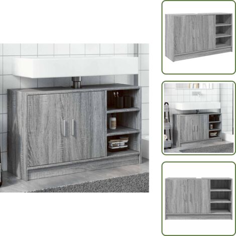 Waschbeckenunterschrank Grau Sonoma 90x29x55 cm Holzwerkstoff - Waschtischunterschrank - Badezimmermöbel - Badschrank - Holzwerkstoff - Grau Sonoma